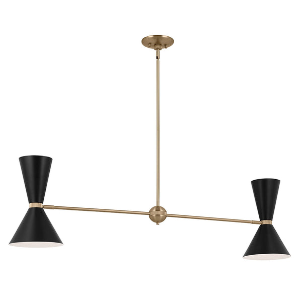 Phix Two Light Up & Down Linear Pendant in Black and Champagne Bronze