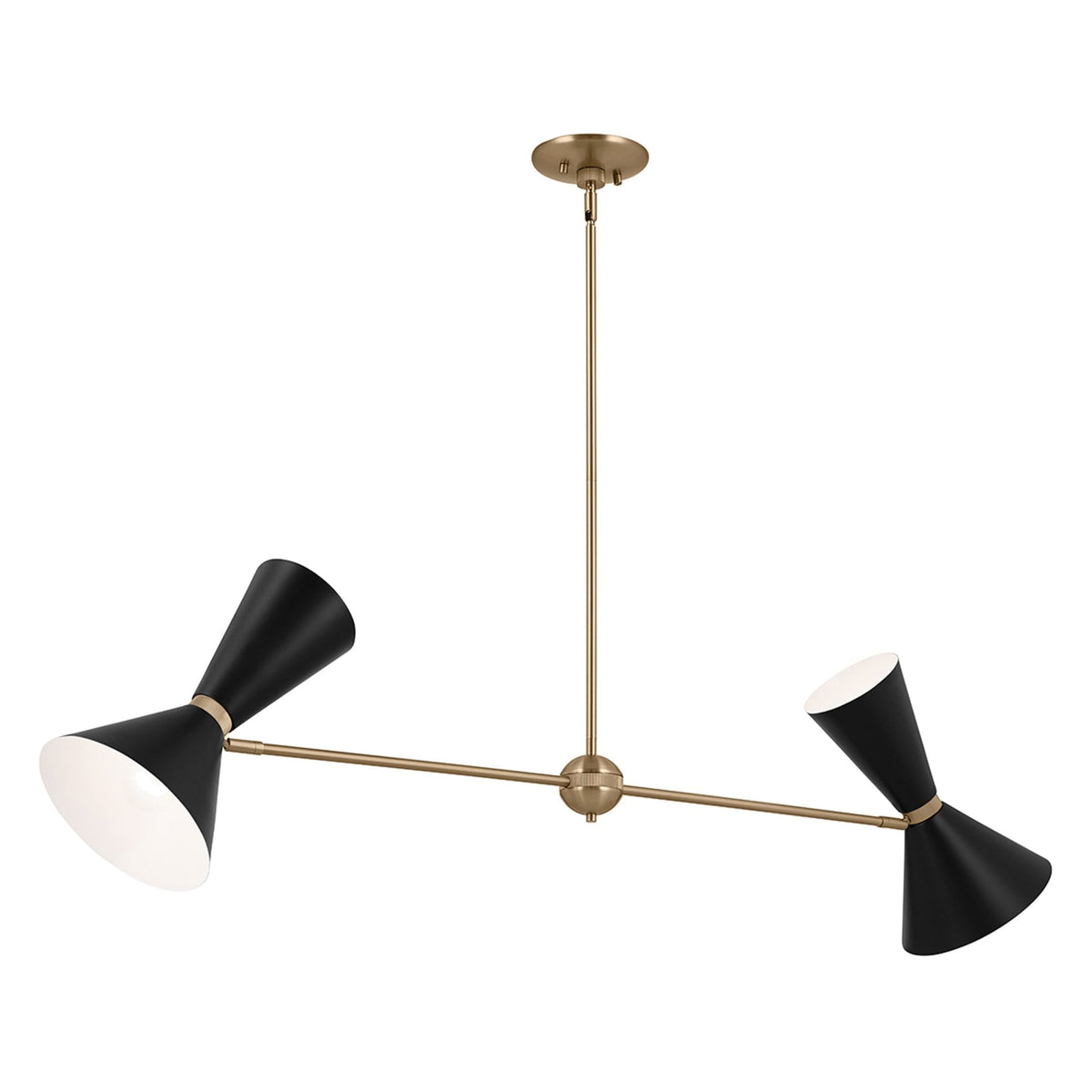 Phix Two Light Up & Down Linear Pendant in Black and Champagne Bronze
