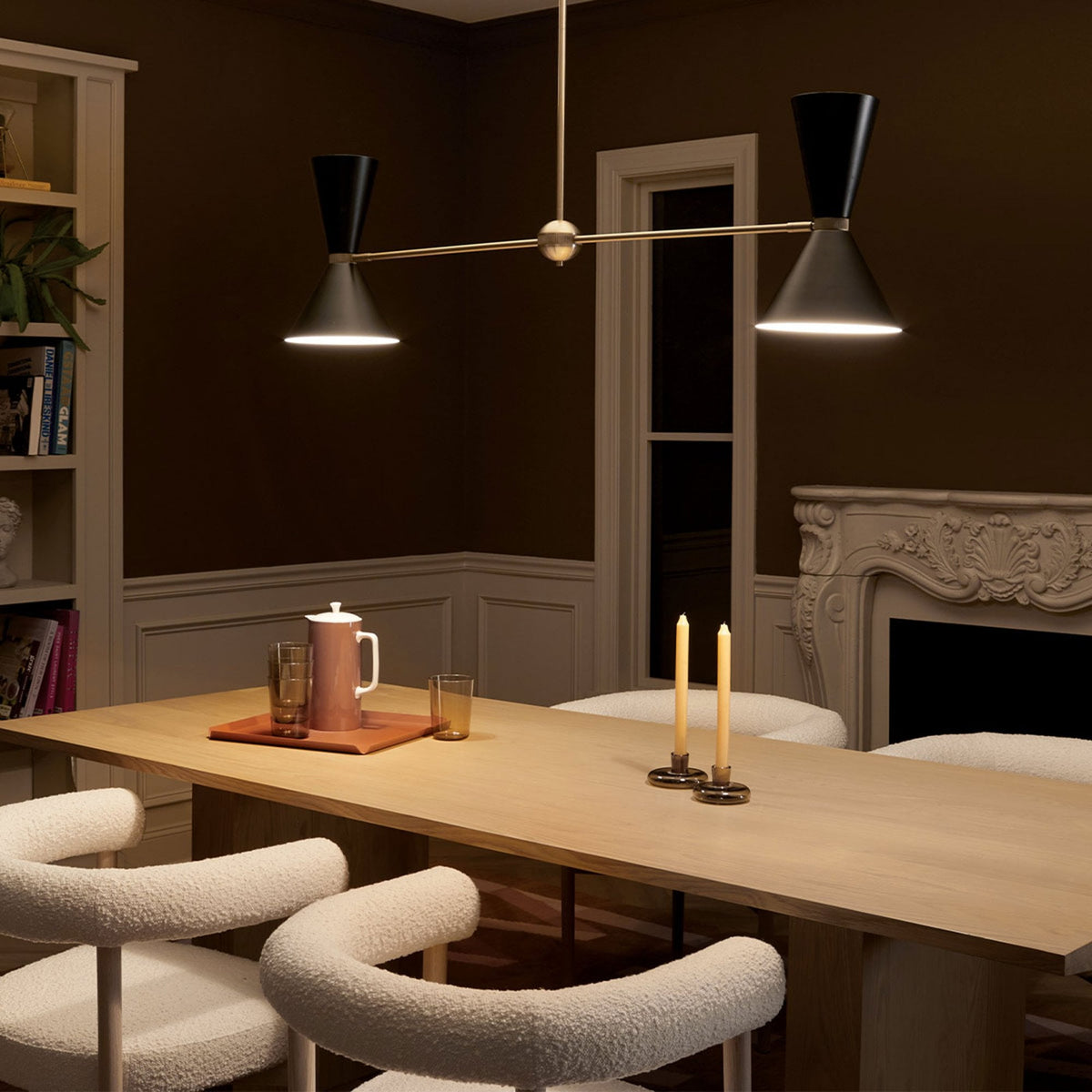 Phix Two Light Up & Down Linear Pendant in Black and Champagne Bronze