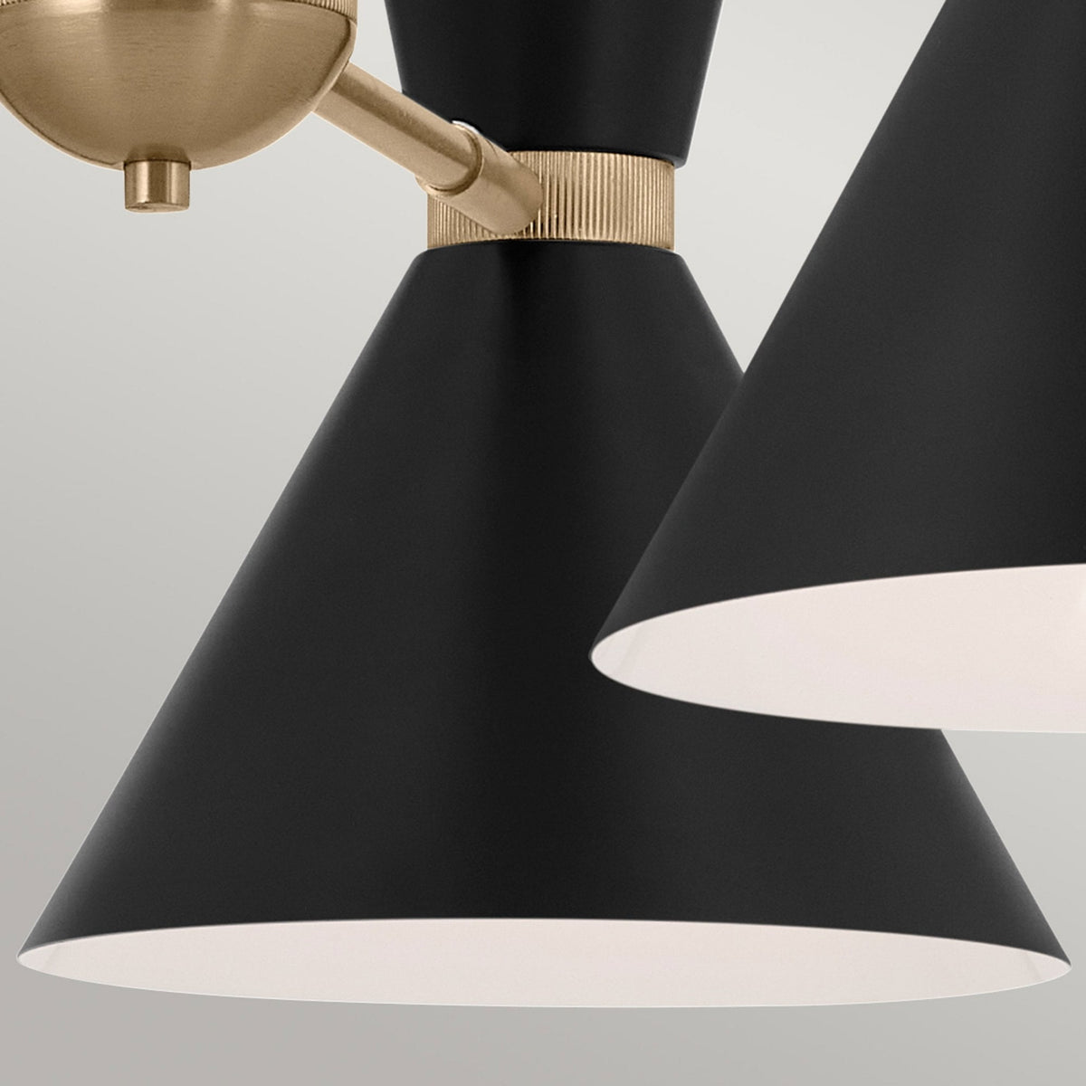 Phix Three Light Up & Down Pendant Chandelier in Black and Champagne Bronze