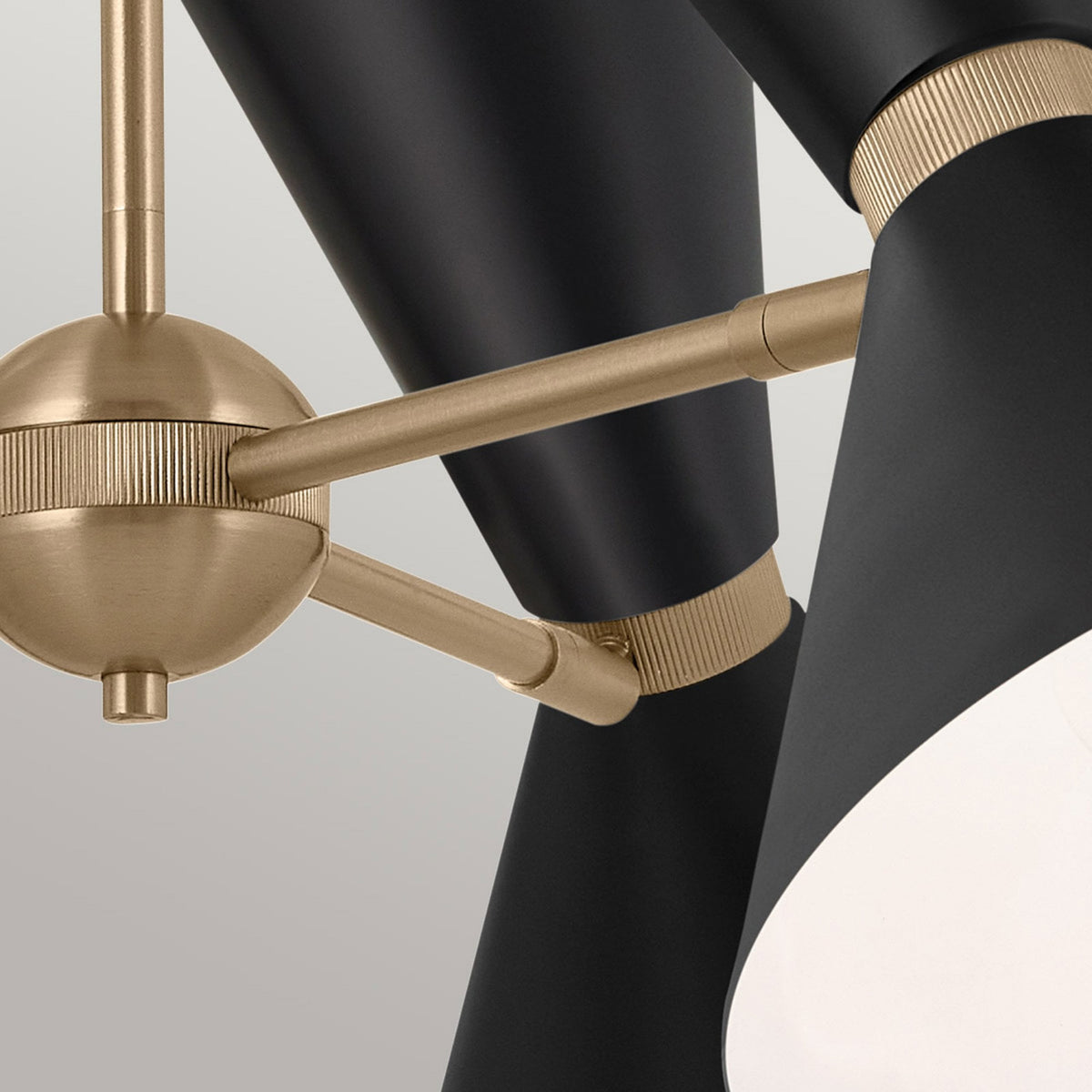 Phix Three Light Up & Down Pendant Chandelier in Black and Champagne Bronze