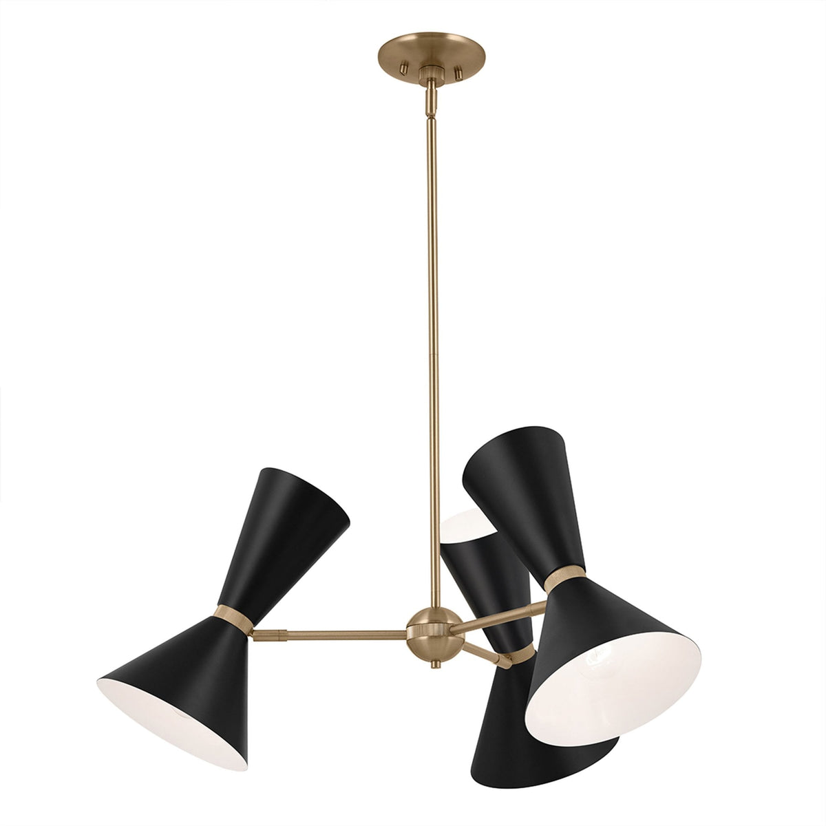 Phix Three Light Up & Down Pendant Chandelier in Black and Champagne Bronze