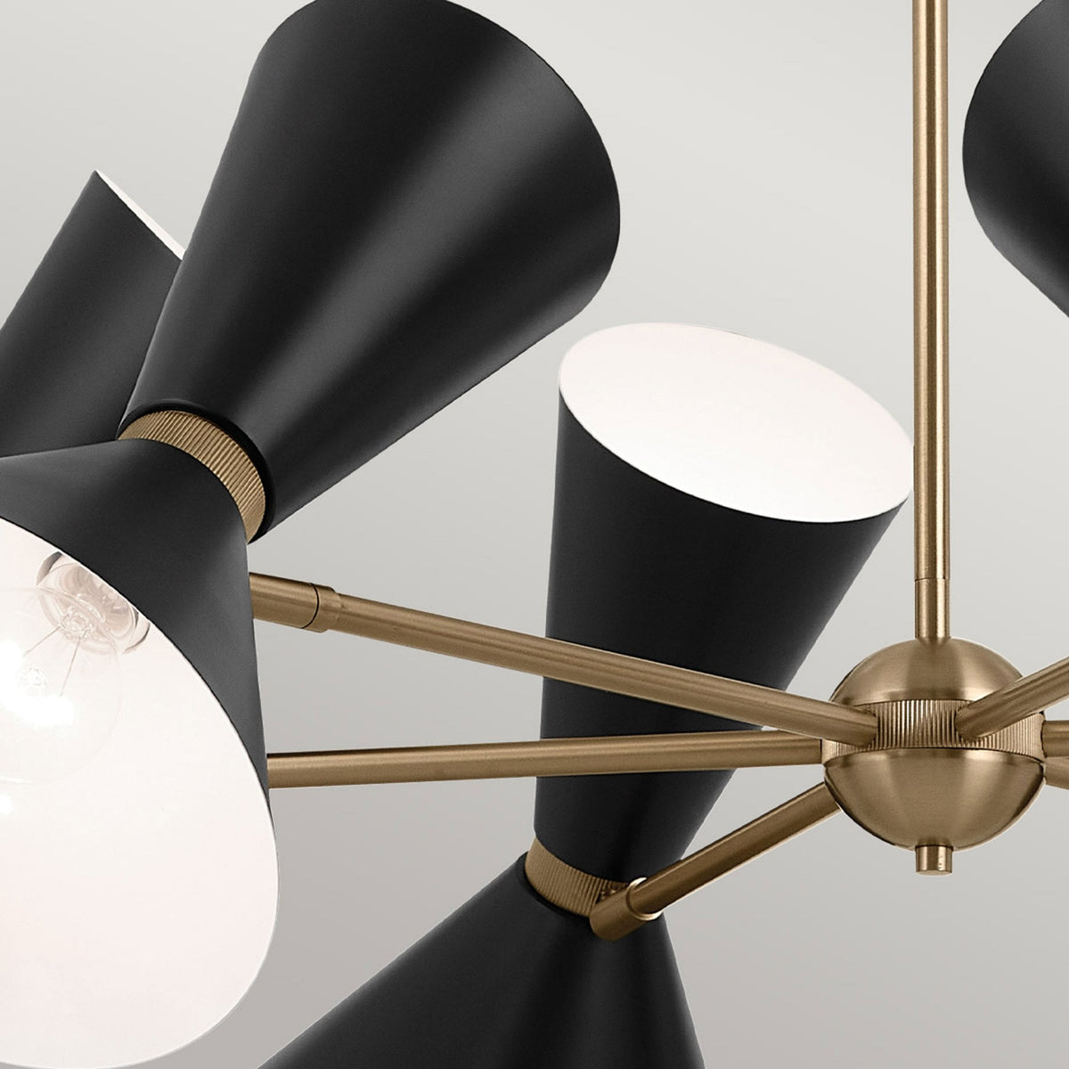 Phix Six Light Up & Down Pendant Chandelier in Black and Champagne Bronze