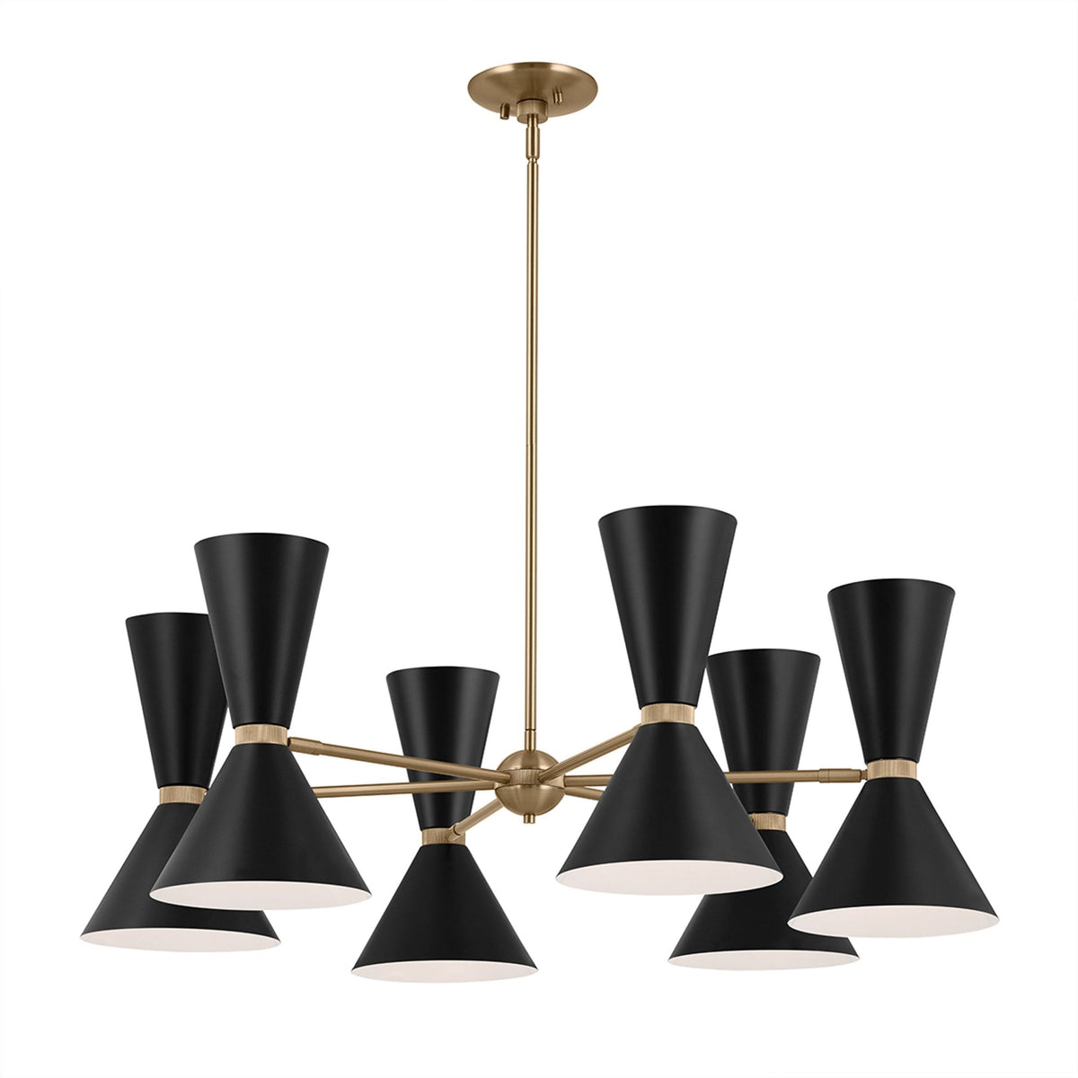 Phix Six Light Up & Down Pendant Chandelier in Black and Champagne Bronze