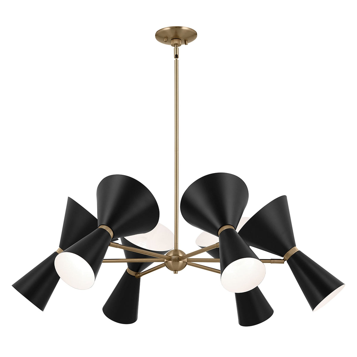 Phix Six Light Up & Down Pendant Chandelier in Black and Champagne Bronze