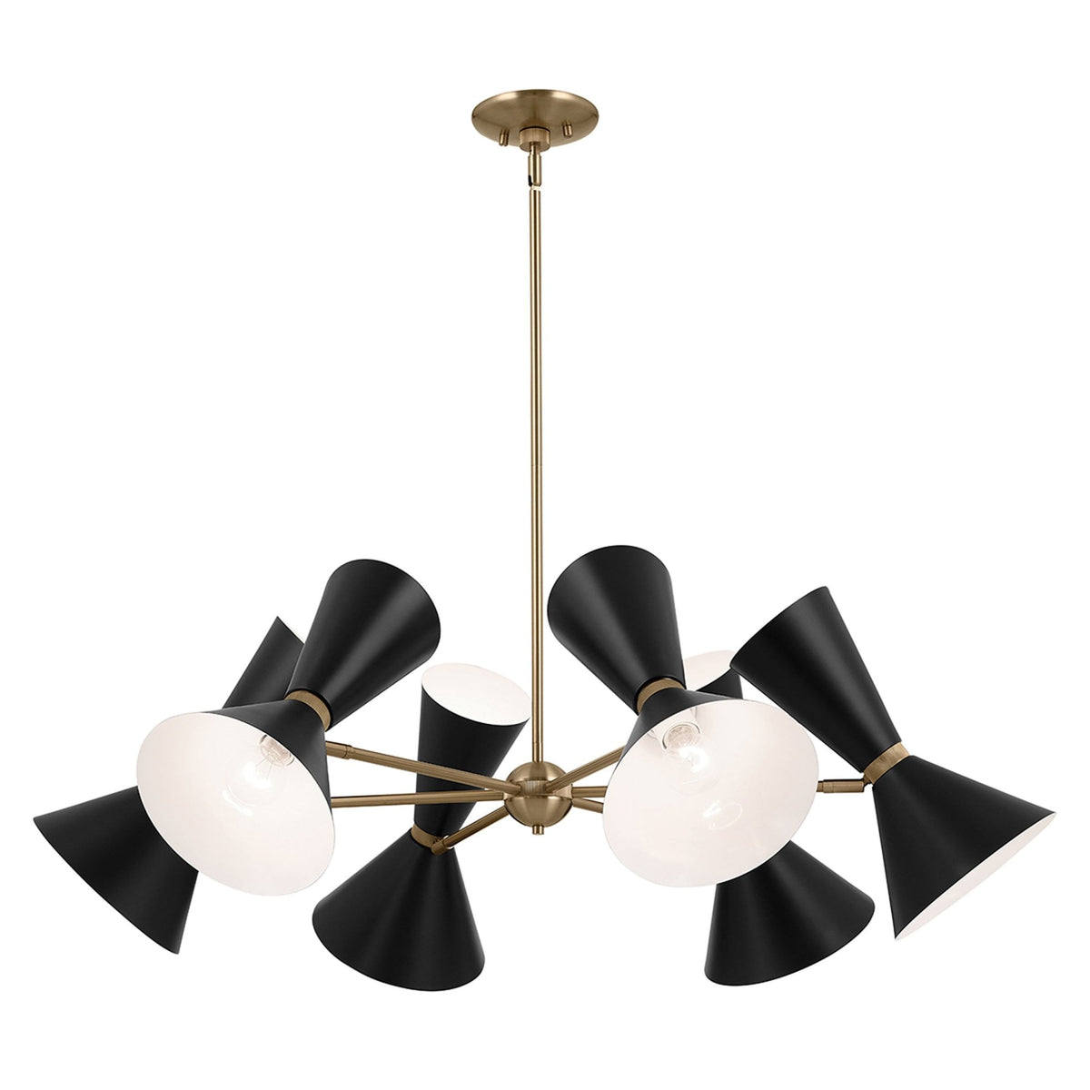 Phix Six Light Up & Down Pendant Chandelier in Black and Champagne Bronze
