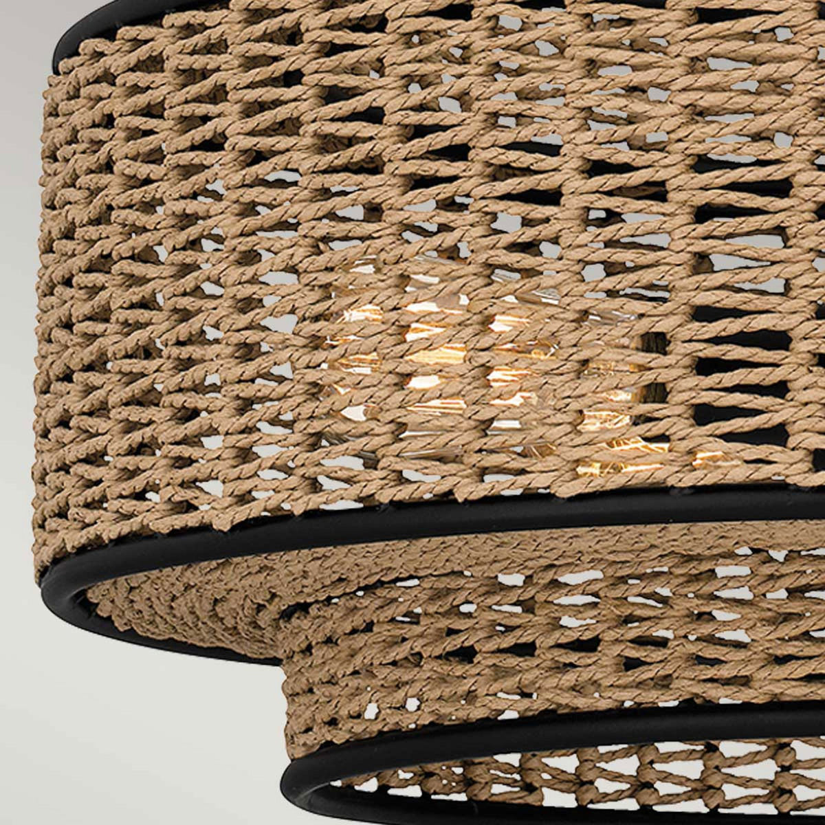 Teton Pendant in Matte Black with Natural Paper Rope Shade