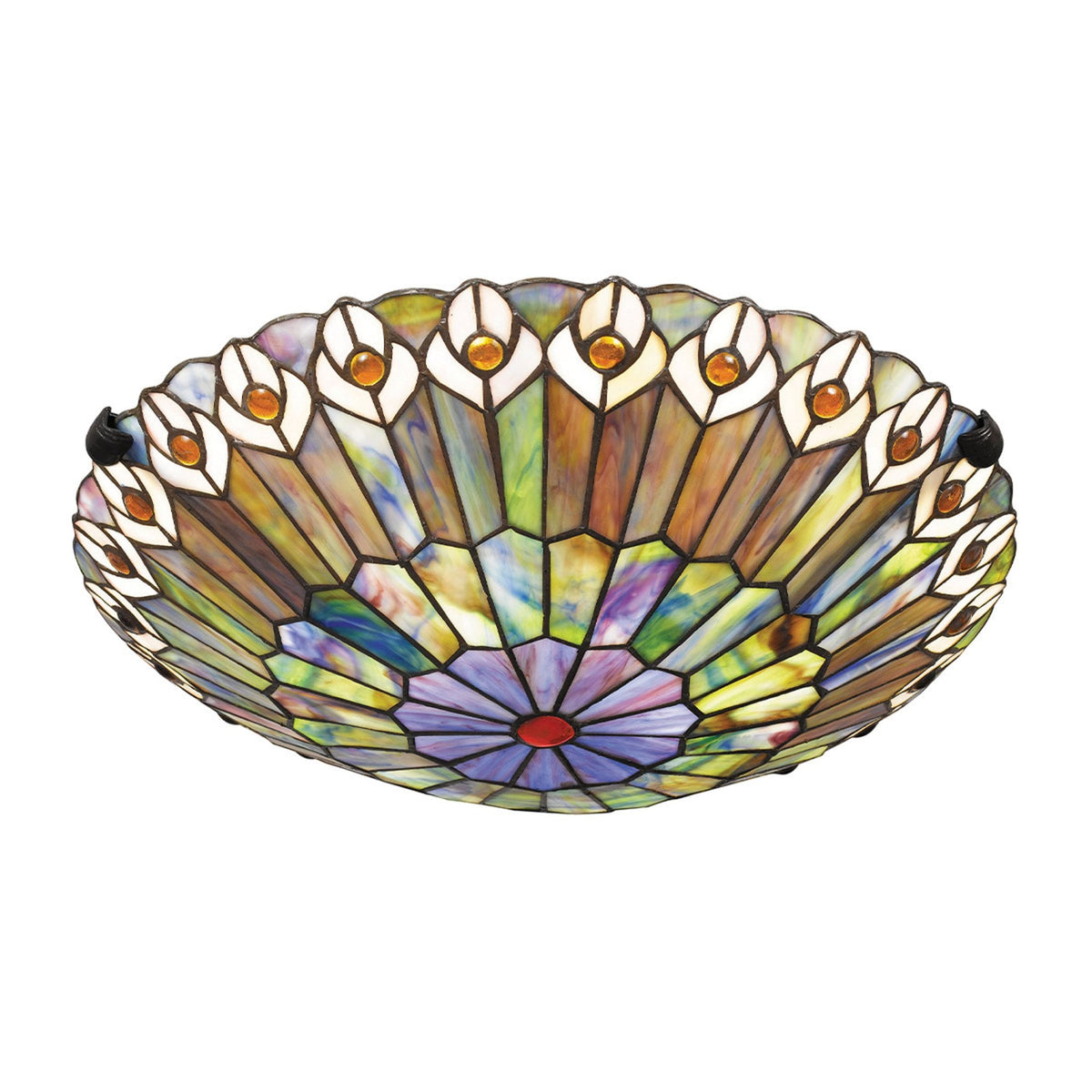 Tiffany Watkins Flush Ceiling Light in Valiant Bronze and Art Glass Shade
