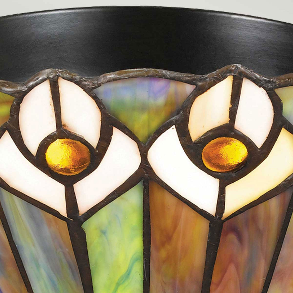 Tiffany Watkins Flush Ceiling Light in Valiant Bronze and Art Glass Shade