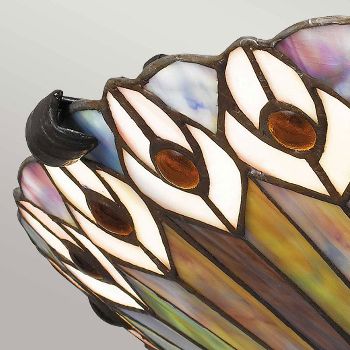 Tiffany Watkins Flush Ceiling Light in Valiant Bronze and Art Glass Shade