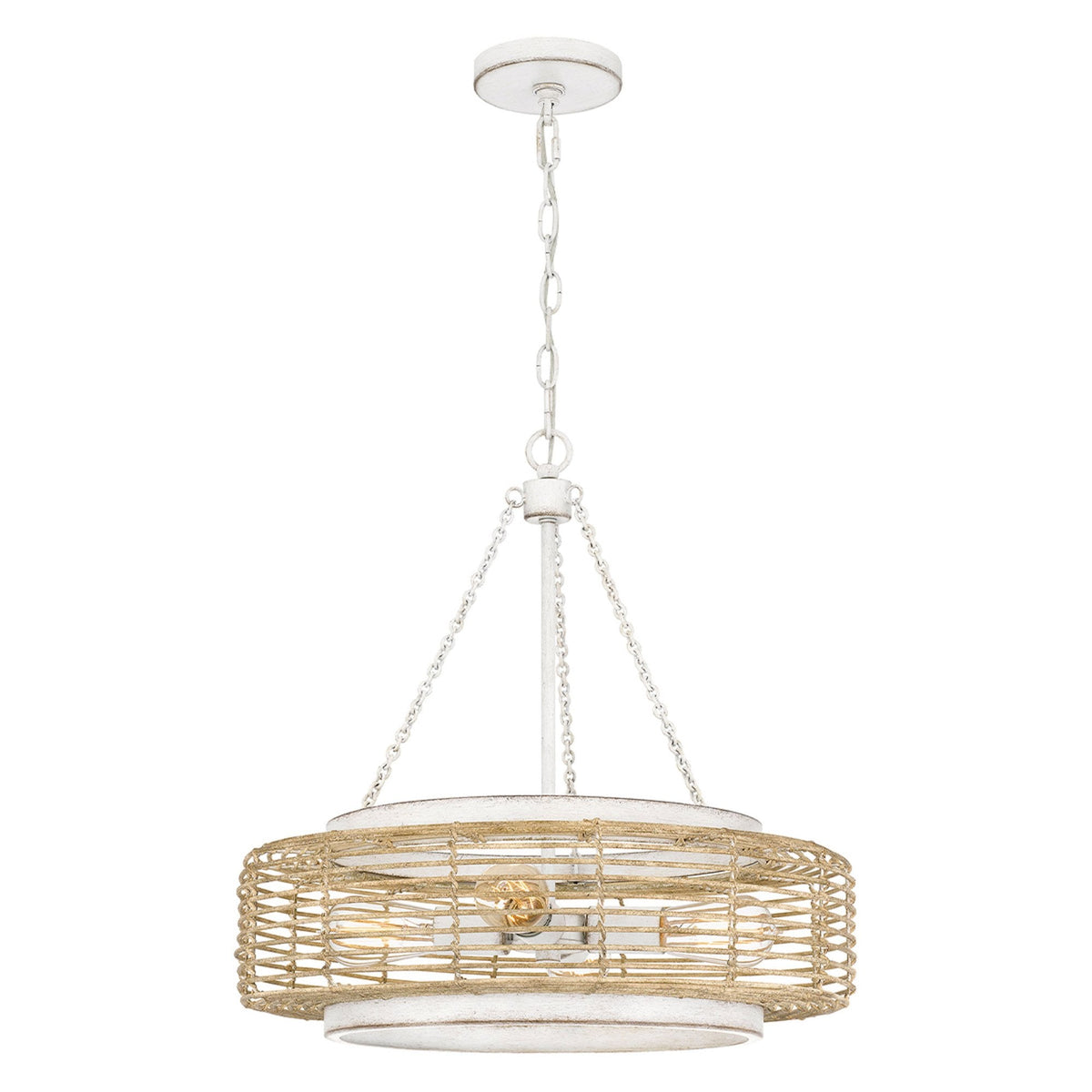 Waylon Pendant in Antique White with Natural Paper Rope Shade