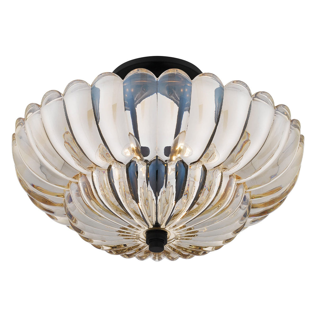 Whitecap Medium Semi Flush Ceiling Light in Rich Mottled Cocoa with Tinted Amber Glass