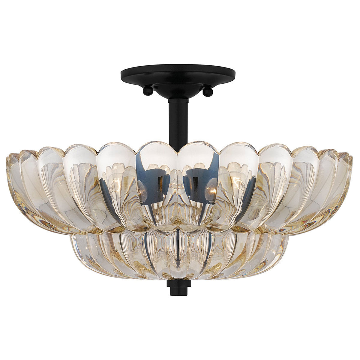 Whitecap Medium Semi Flush Ceiling Light in Rich Mottled Cocoa with Tinted Amber Glass