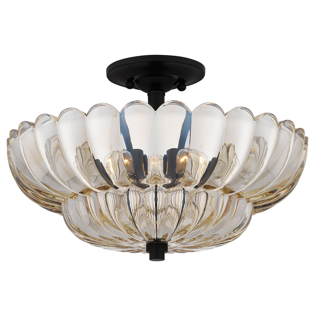 Whitecap Medium Semi Flush Ceiling Light in Rich Mottled Cocoa with Tinted Amber Glass
