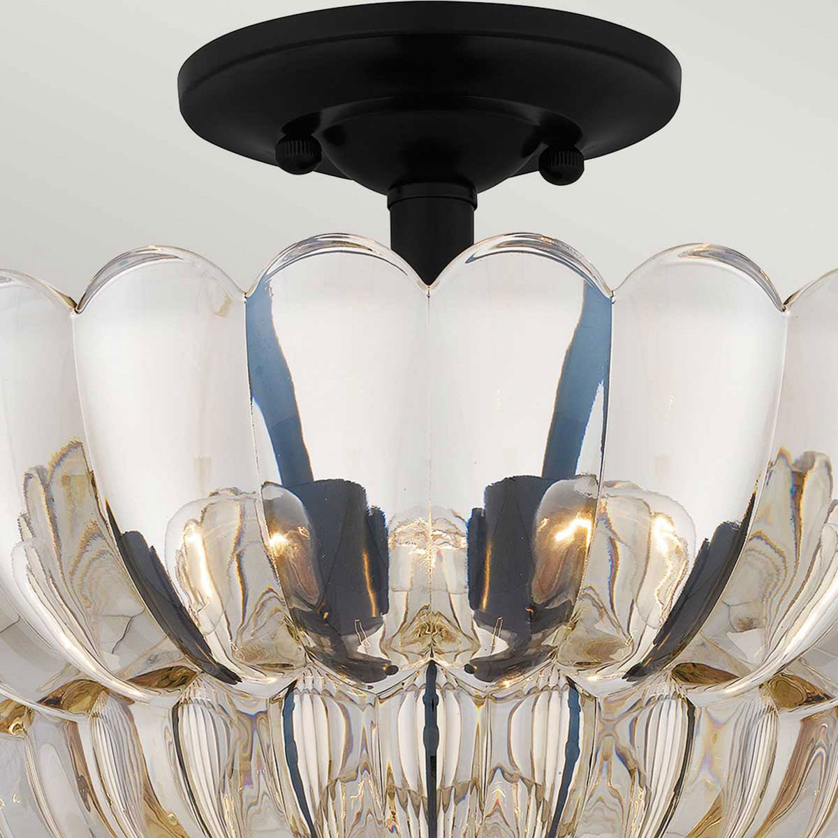 Whitecap Medium Semi Flush Ceiling Light in Rich Mottled Cocoa with Tinted Amber Glass