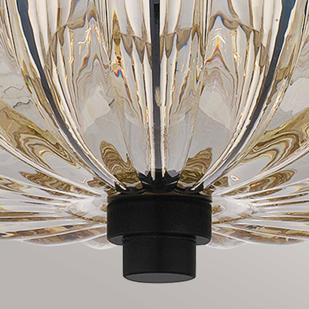 Whitecap Medium Semi Flush Ceiling Light in Rich Mottled Cocoa with Tinted Amber Glass
