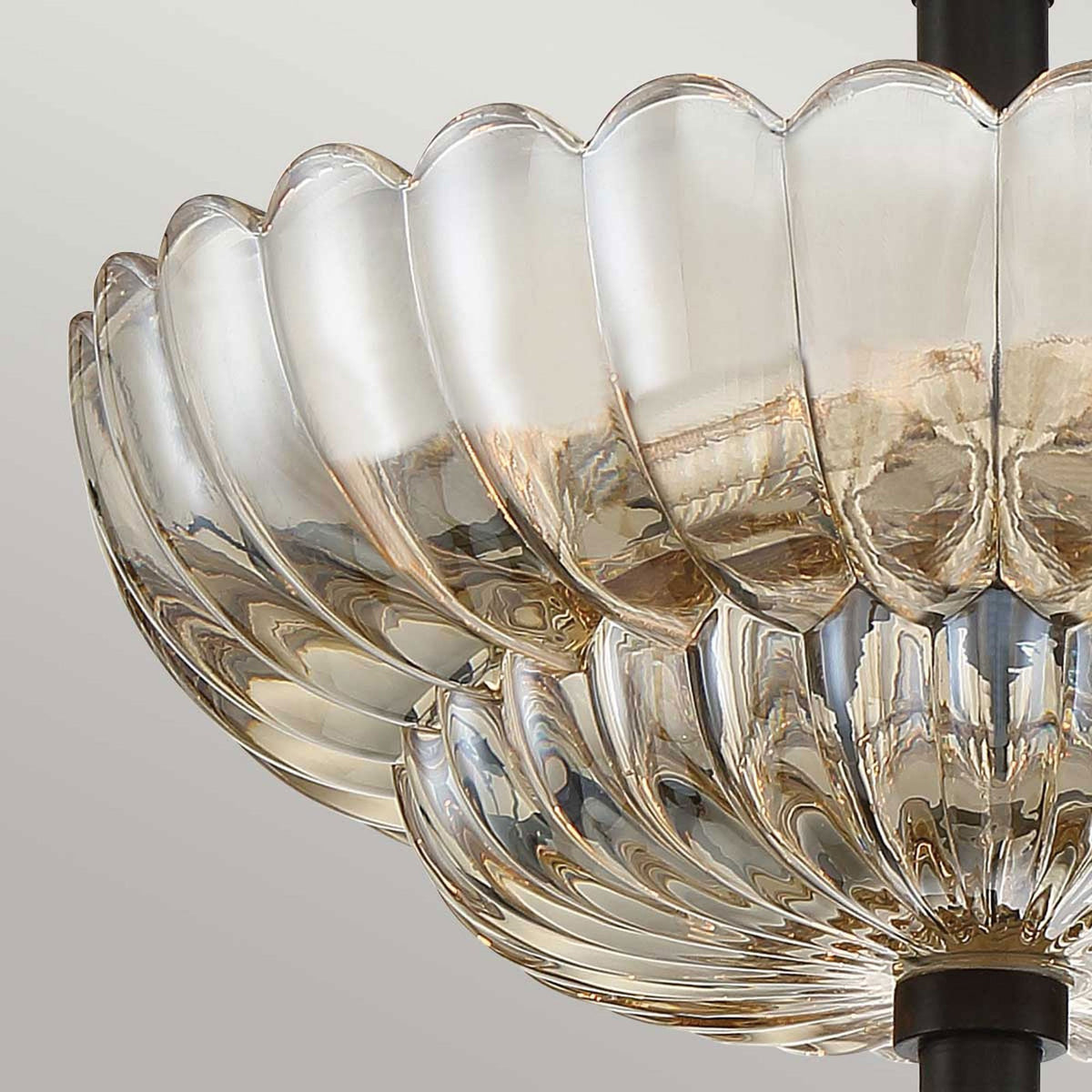 Whitecap Small Semi Flush Ceiling Light in Rich Mottled Cocoa with Tinted Amber Glass