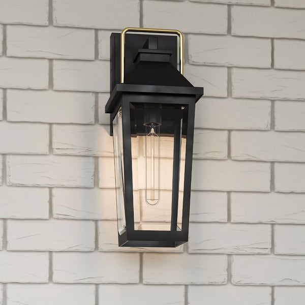 Buckley Coastal Medium Wall Light in Matt Black & Brass Accent with Clear Beveled Glass