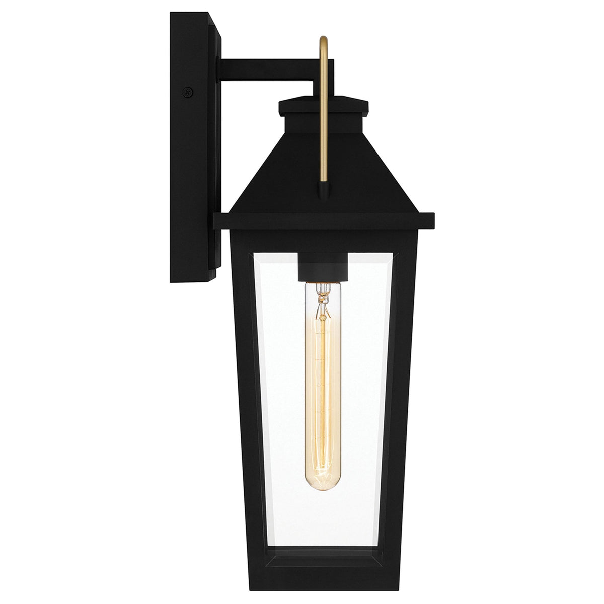 Buckley Coastal Medium Wall Light in Matt Black & Brass Accent with Clear Beveled Glass