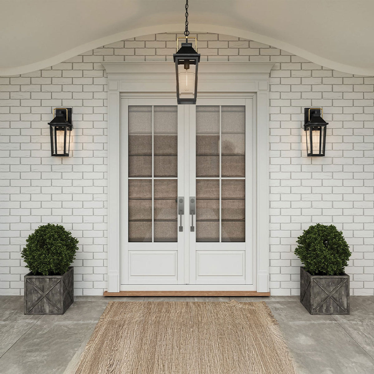 Buckley Coastal Medium Wall Light in Matt Black & Brass Accent with Clear Beveled Glass