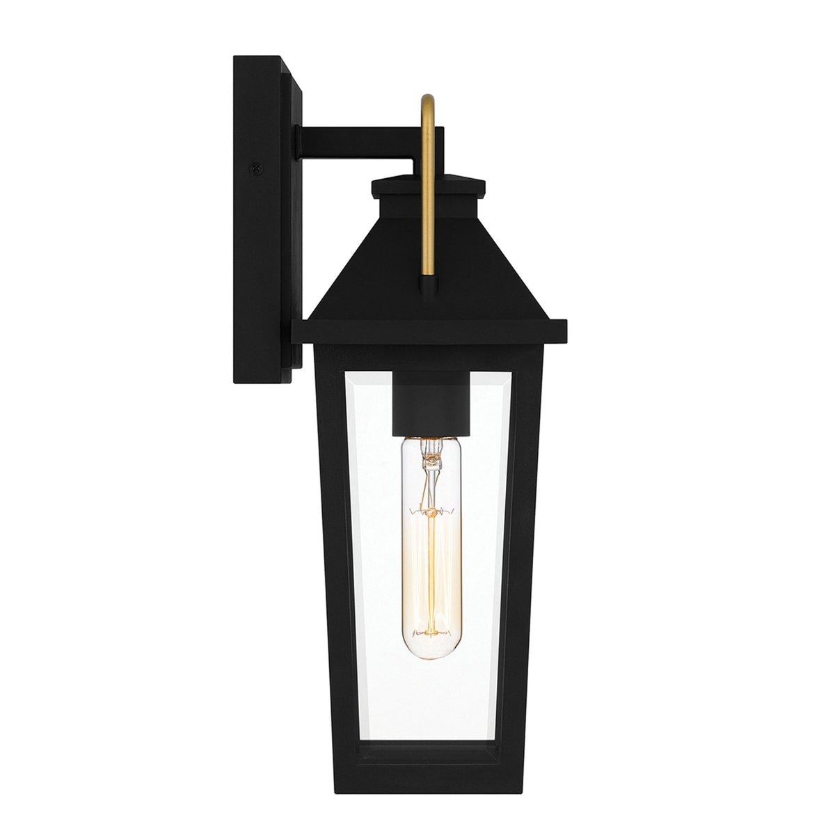 Buckley Coastal Small Wall Light in Matt Black & Brass Accent with Clear Beveled Glass