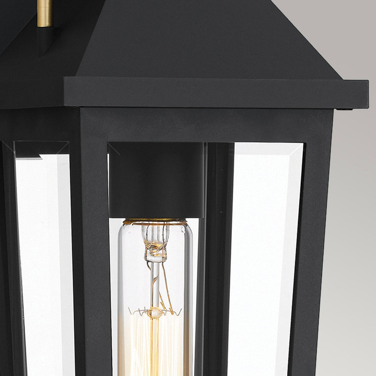 Buckley Coastal Small Wall Light in Matt Black & Brass Accent with Clear Beveled Glass