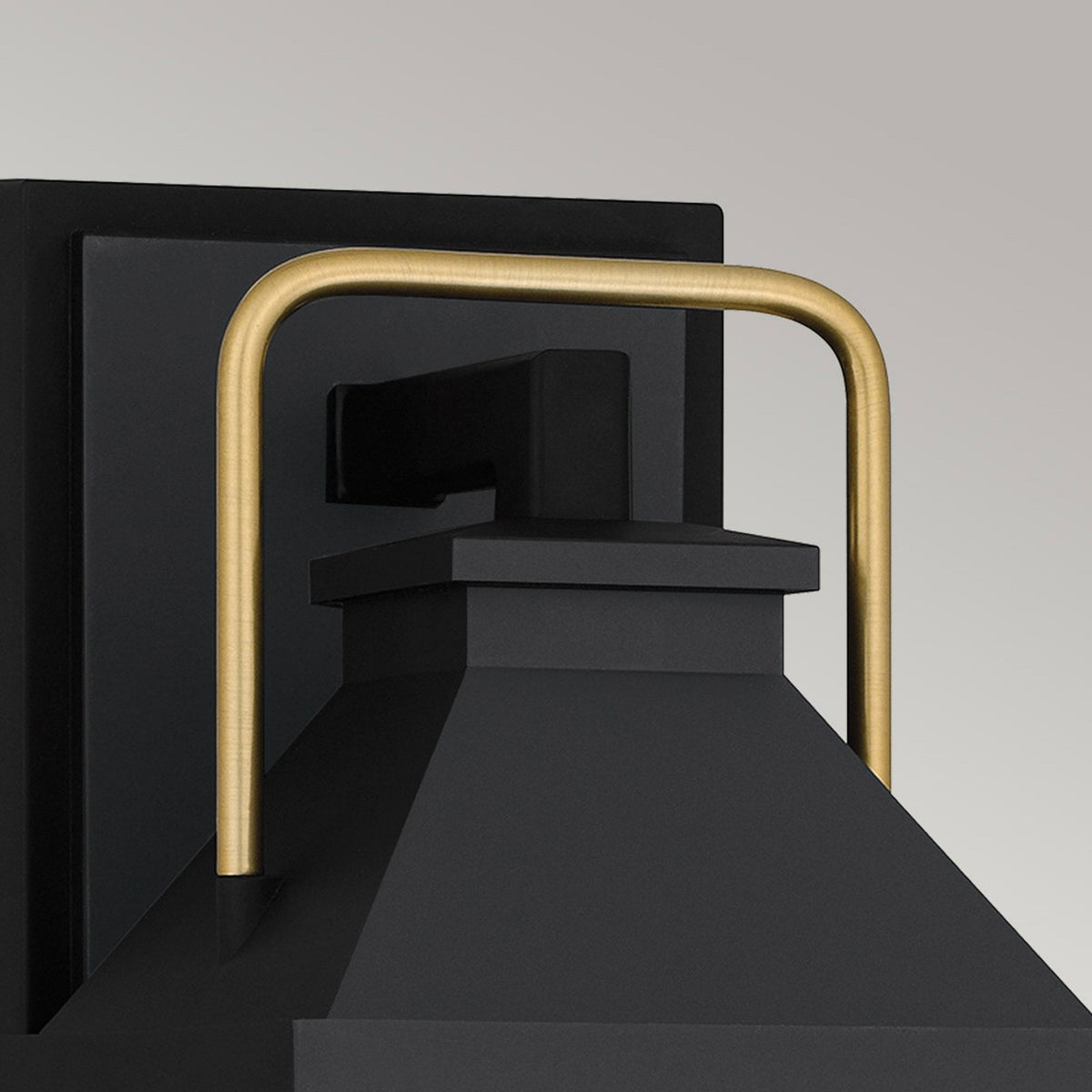 Buckley Coastal Small Wall Light in Matt Black & Brass Accent with Clear Beveled Glass