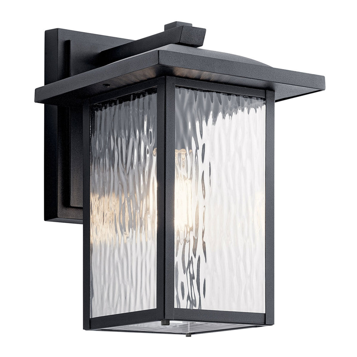 Cappanna IP44 Medium Exterior Wall Light in Textured Black with Clear Water Glass
