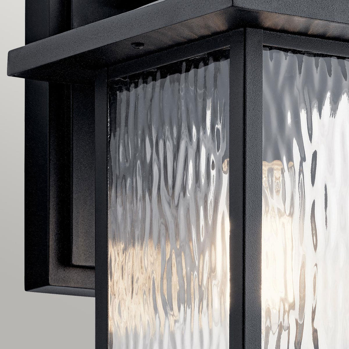 Cappanna IP44 Medium Exterior Wall Light in Textured Black with Clear Water Glass