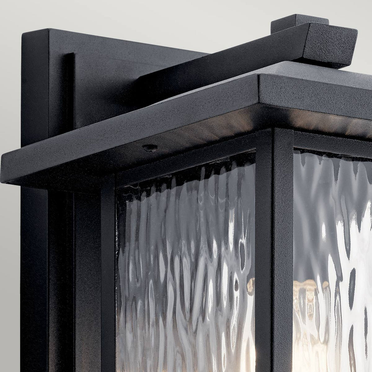 Cappanna IP44 Medium Exterior Wall Light in Textured Black with Clear Water Glass