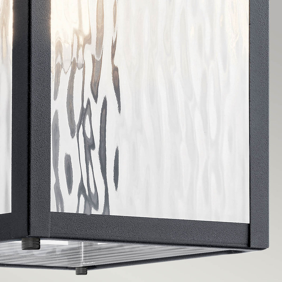 Cappanna IP44 Medium Exterior Wall Light in Textured Black with Clear Water Glass
