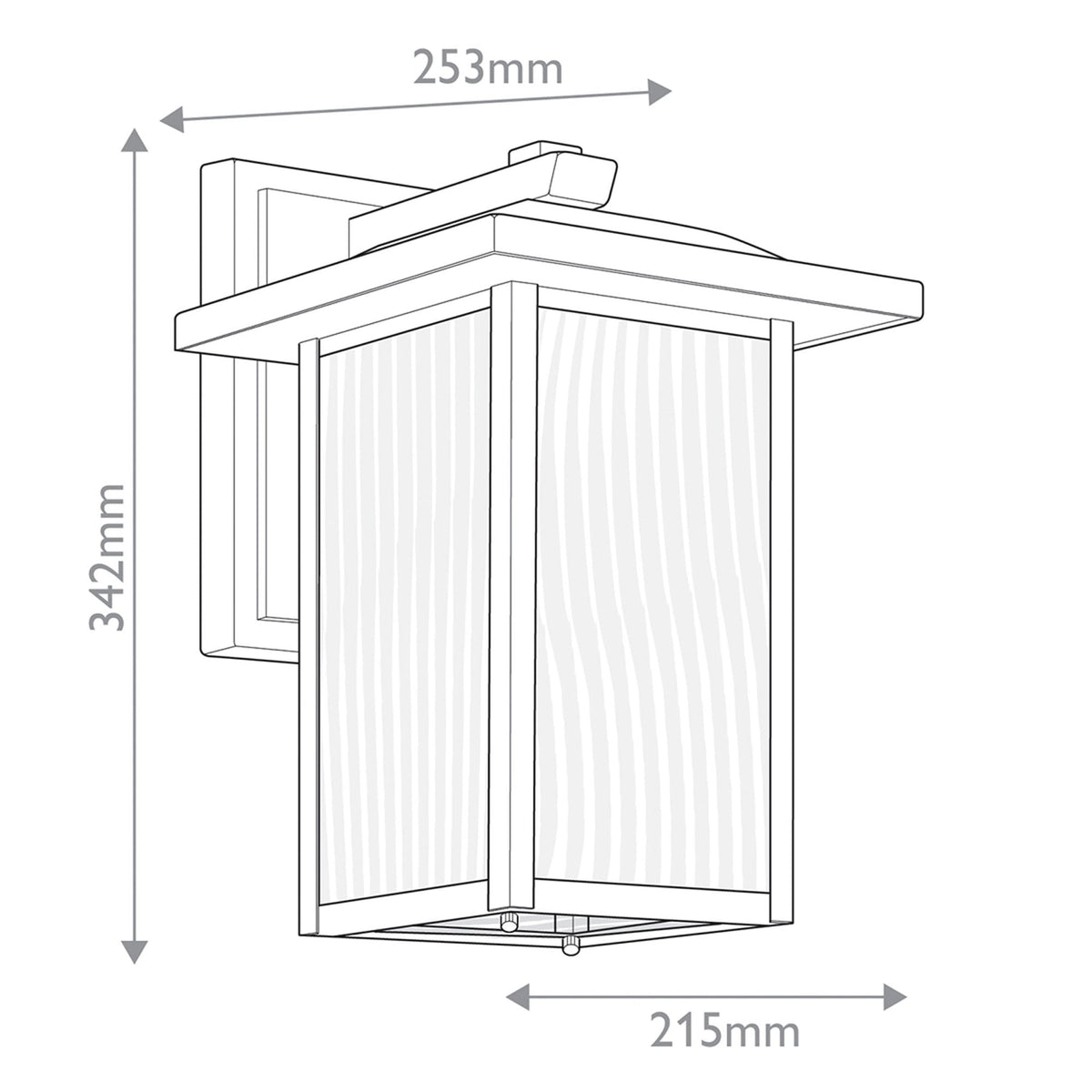 Cappanna IP44 Medium Exterior Wall Light in Textured Black with Clear Water Glass