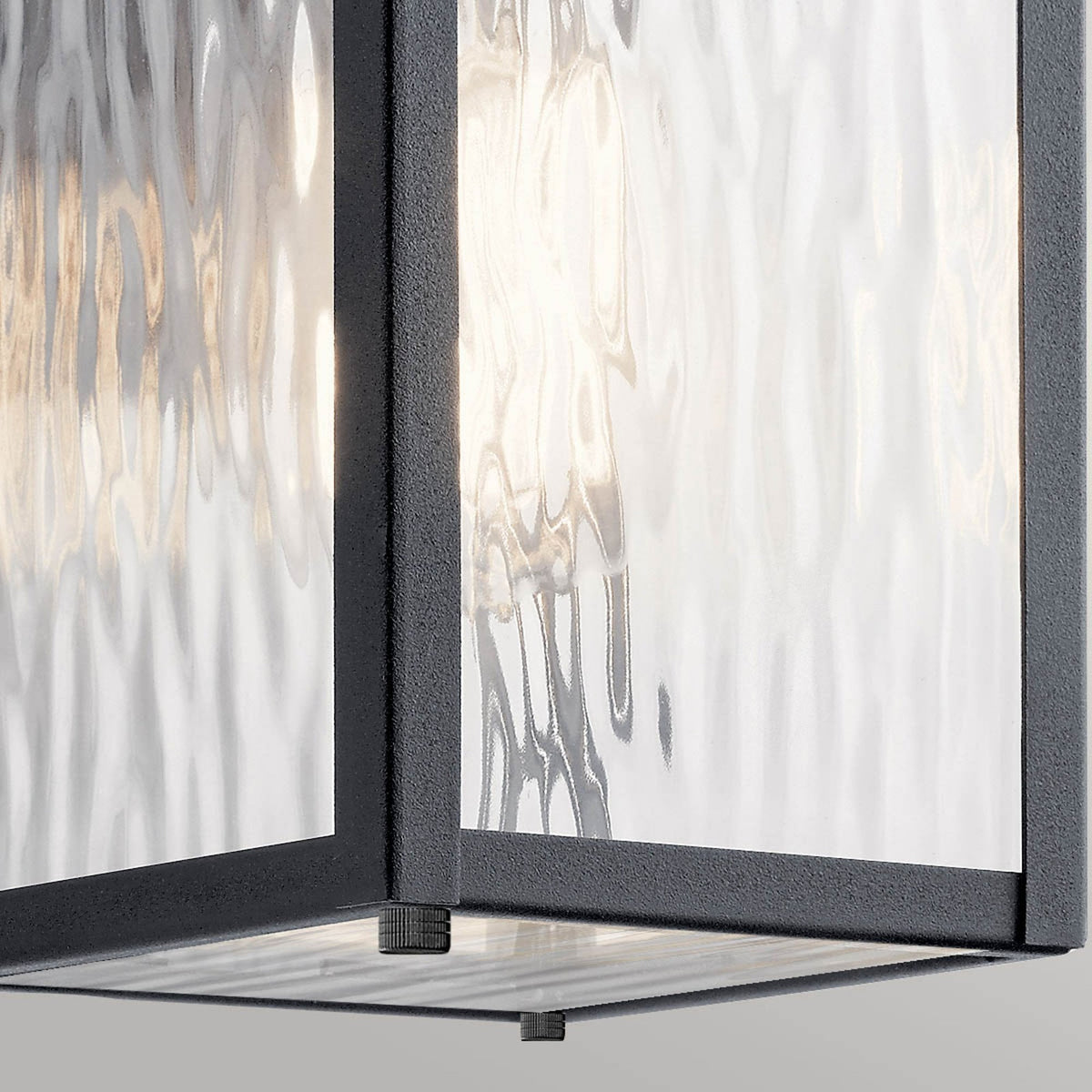 Cappanna IP44 Small Exterior Wall Light in Textured Black with Clear Water Glass