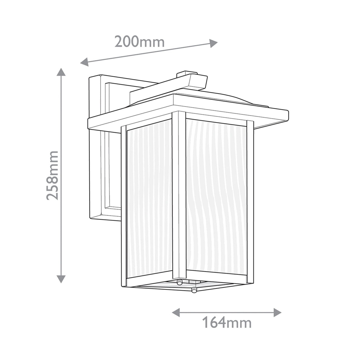 Cappanna IP44 Small Exterior Wall Light in Textured Black with Clear Water Glass