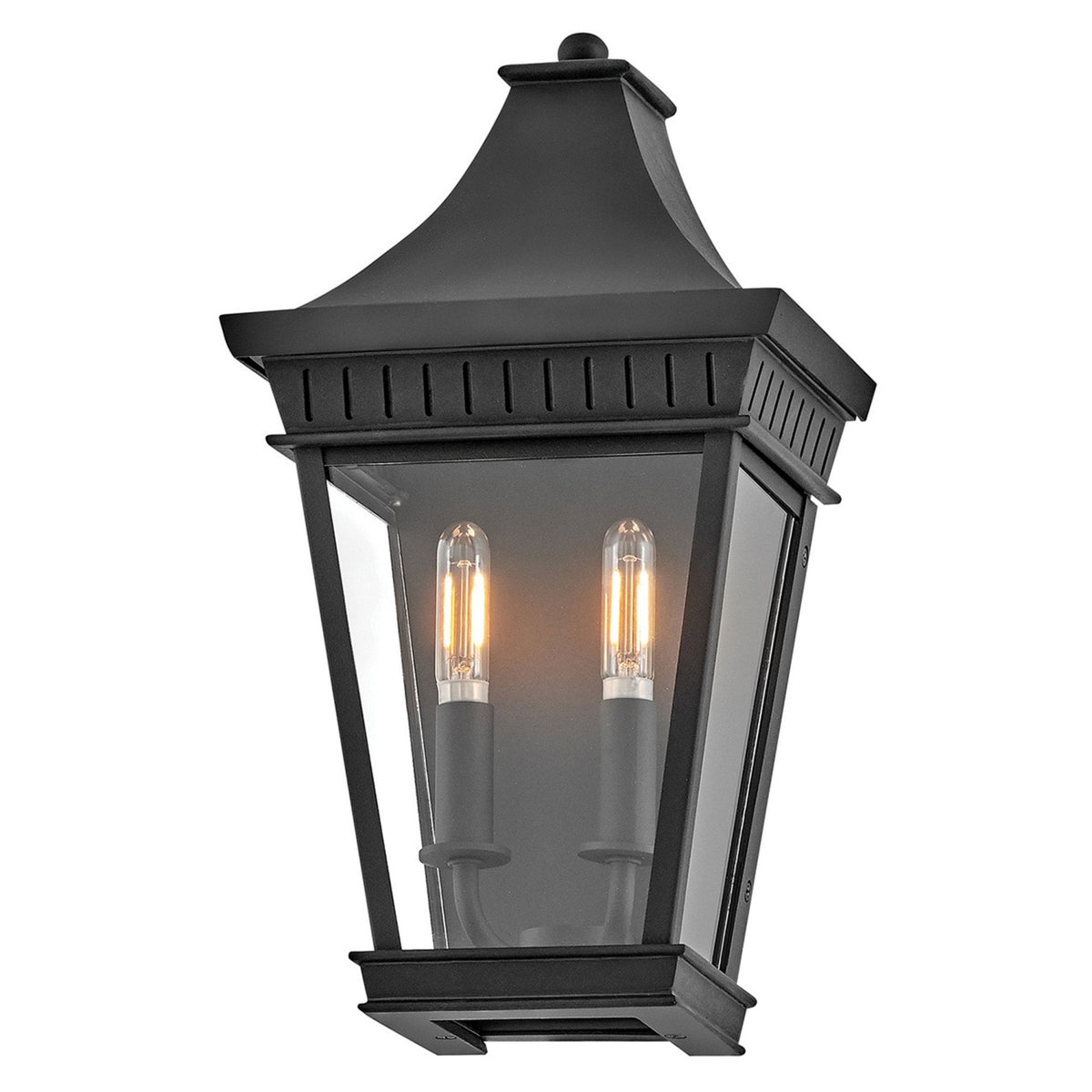 Chapel Hill IP44 Half Wall Lantern in Museum Black with Clear Glass