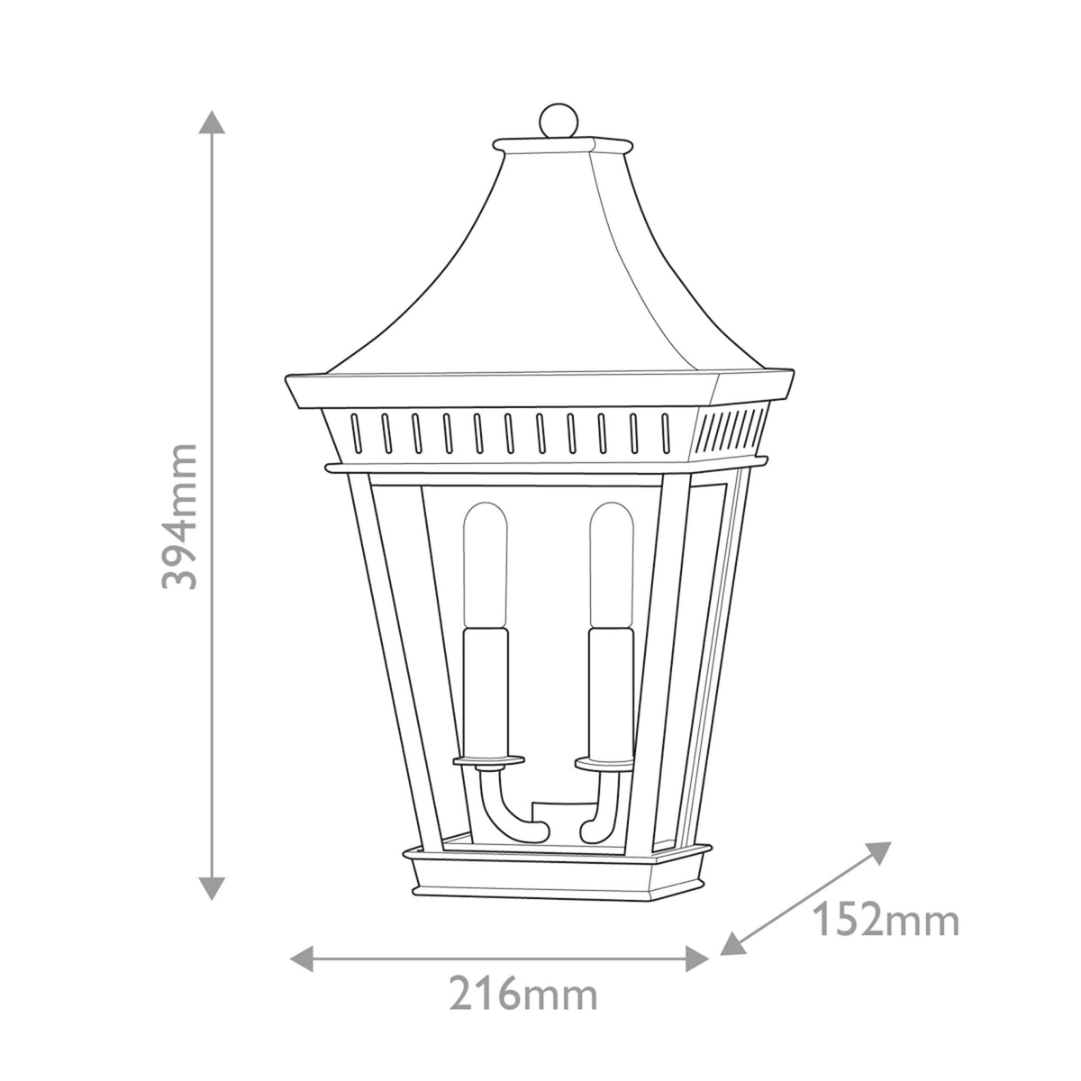 Chapel Hill IP44 Half Wall Lantern in Museum Black with Clear Glass