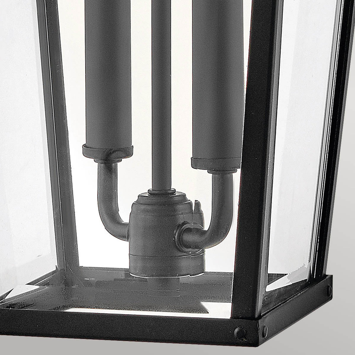 Dawson IP44 Large Wall Lantern in Black with Burnished Bronze Accent and Clear Glass