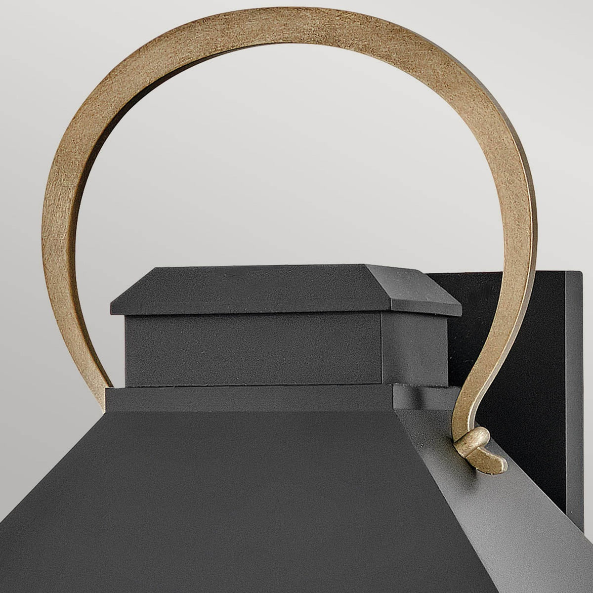 Dawson IP44 Large Wall Lantern in Black with Burnished Bronze Accent and Clear Glass