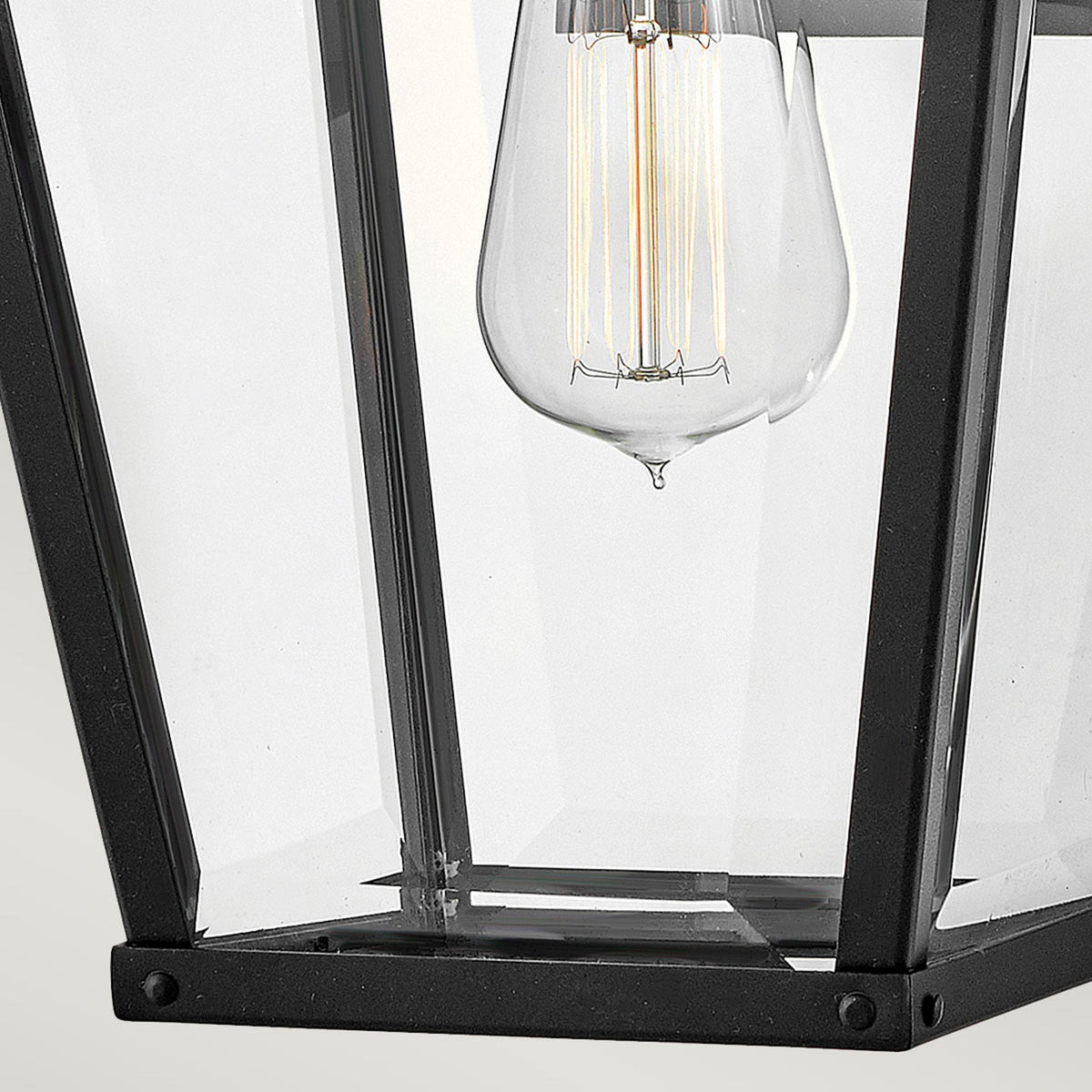 Dawson IP44 Medium Wall Lantern in Black with Burnished Bronze Accent and Clear Glass