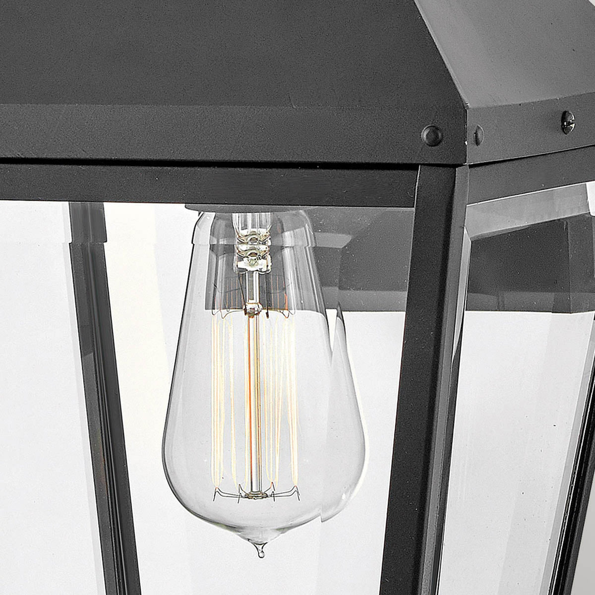 Dawson IP44 Medium Wall Lantern in Black with Burnished Bronze Accent and Clear Glass