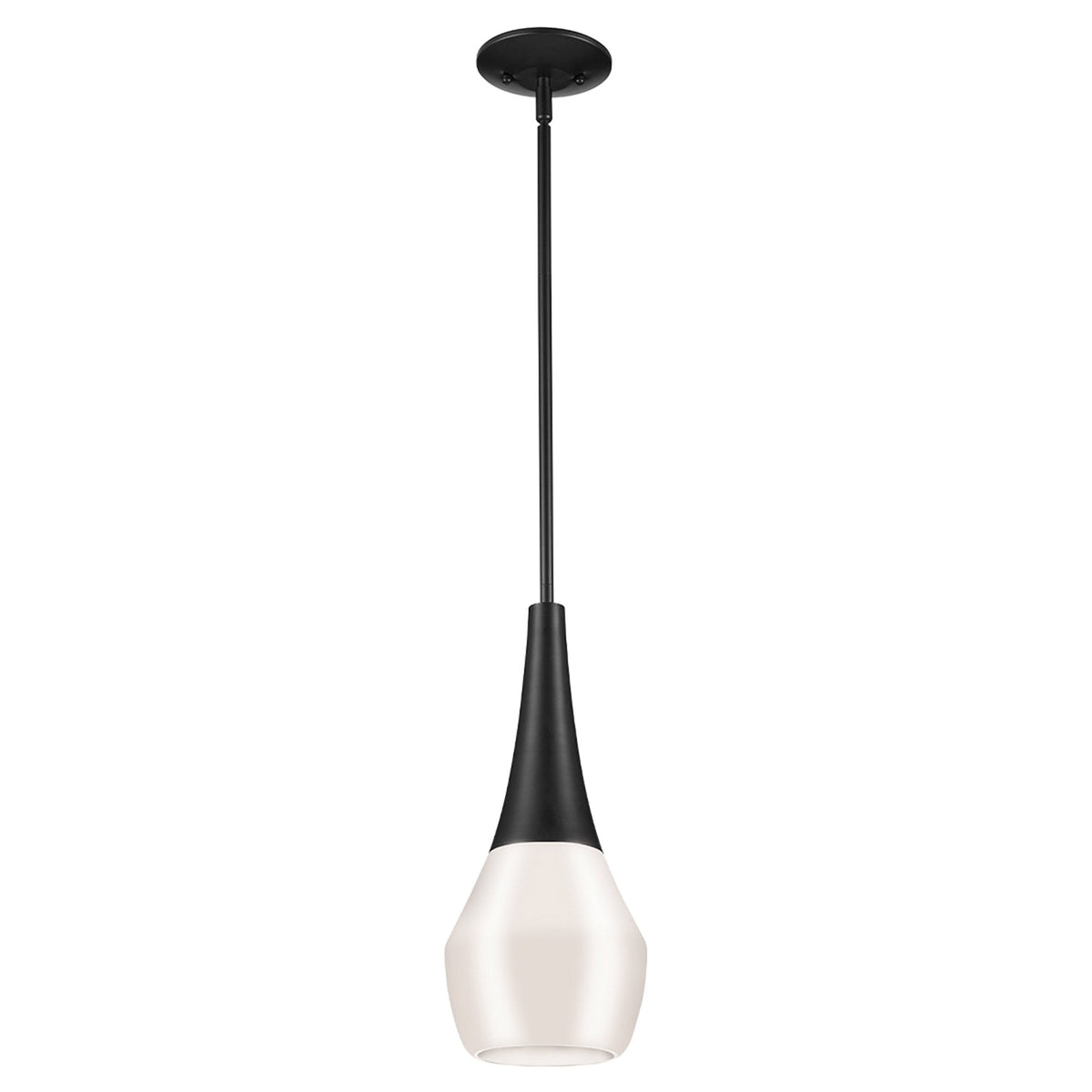 Deela Single Drop Pendant in Black with Opal Glass