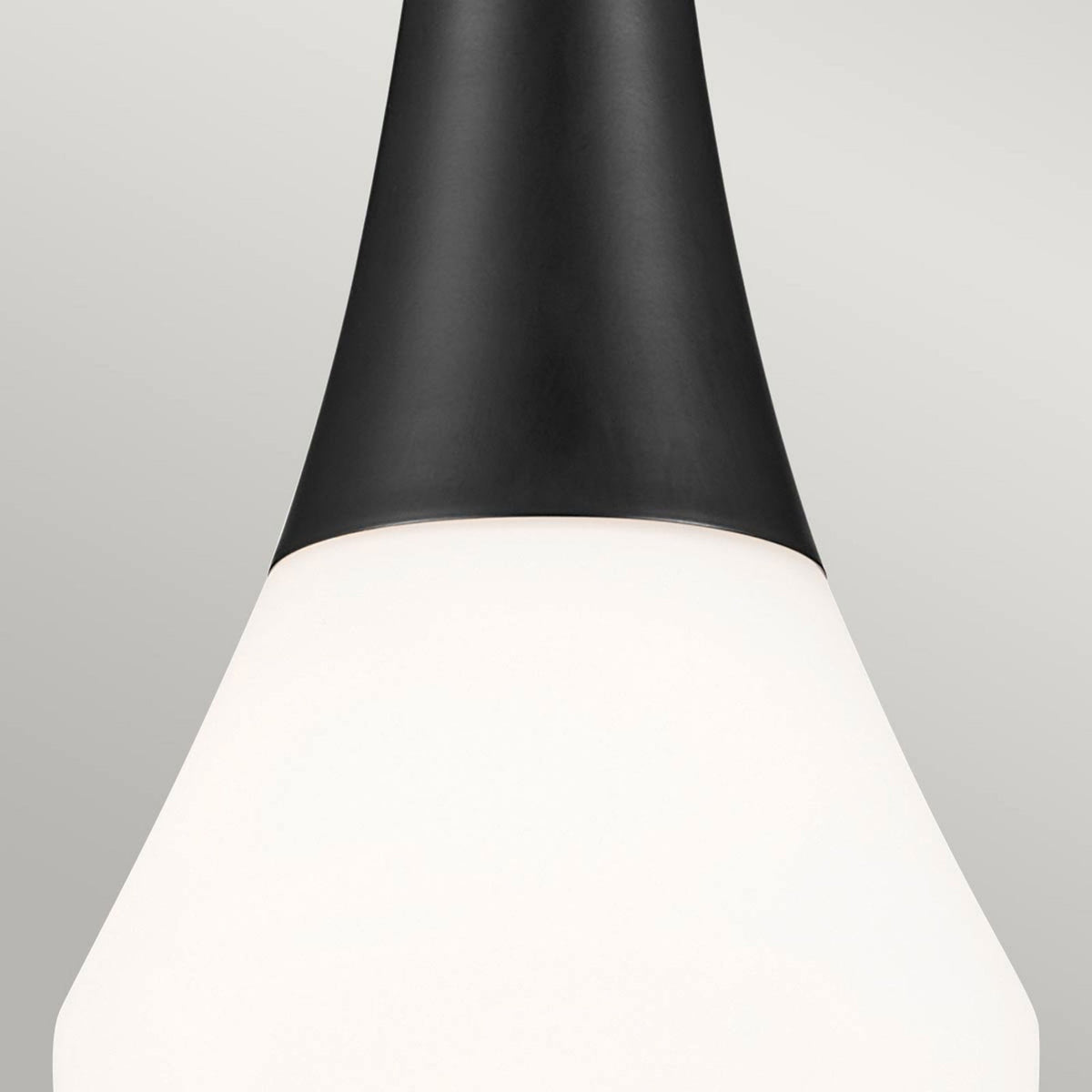 Deela Single Drop Pendant in Black with Opal Glass