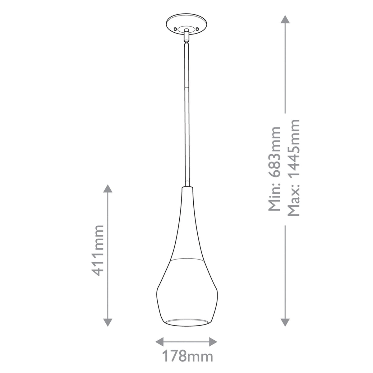 Deela Single Drop Pendant in Black with Opal Glass