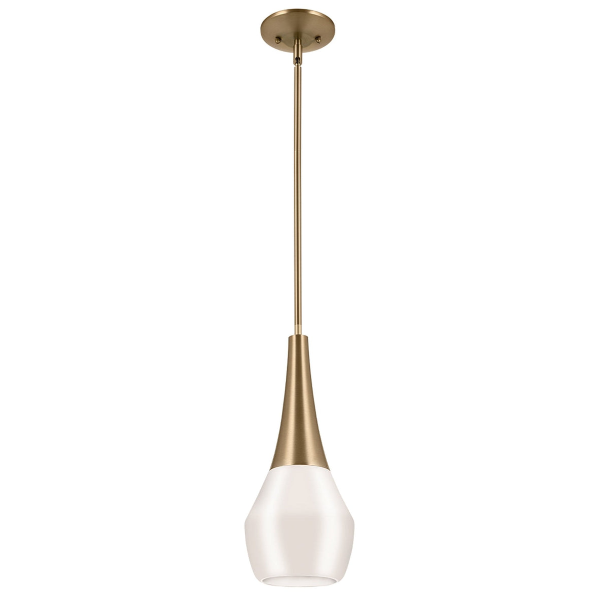 Deela Single Drop Pendant in Champagne Bronze with Opal Glass