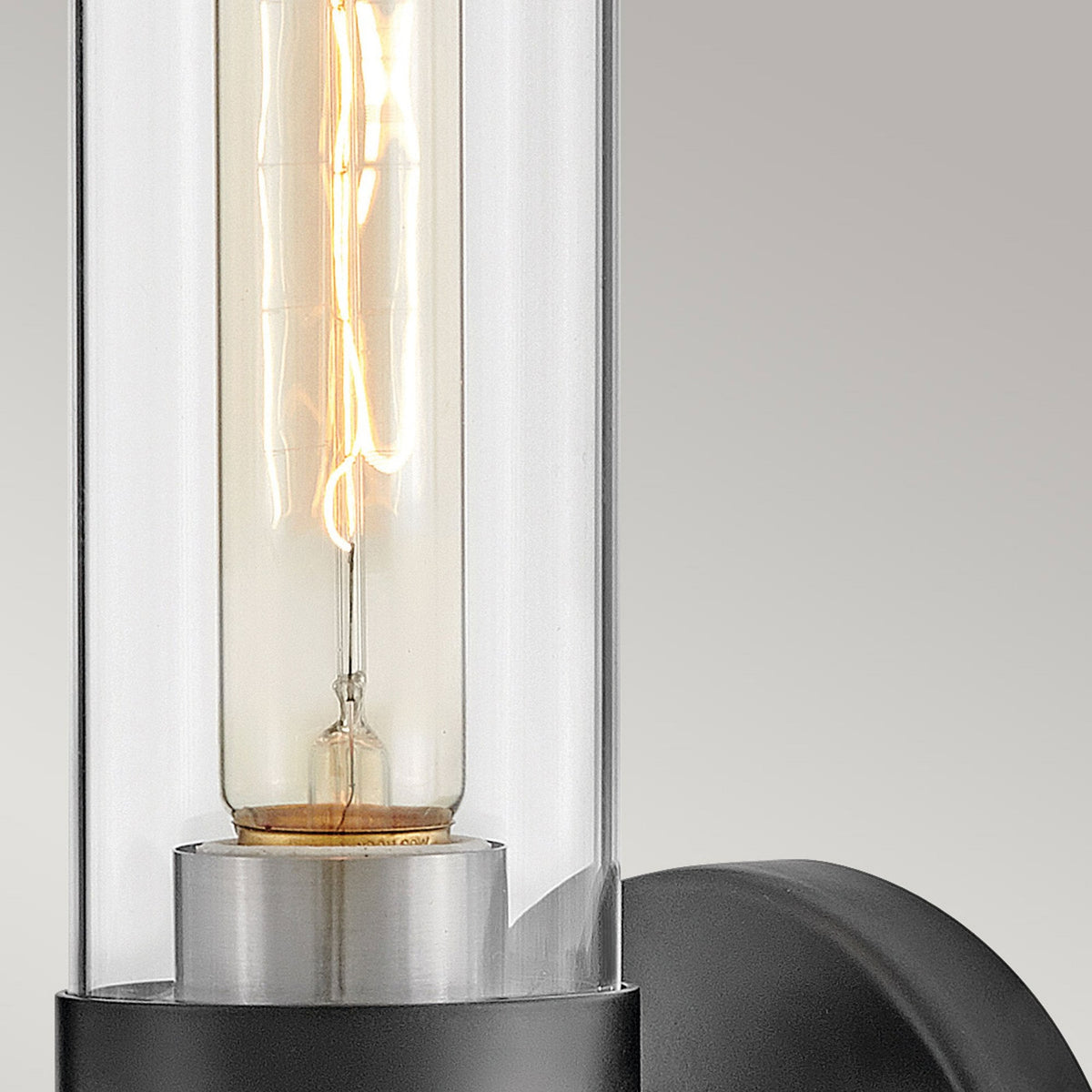 Ellison IP44 Single Wall Light in Black with Brushed Nickel and Clear Class