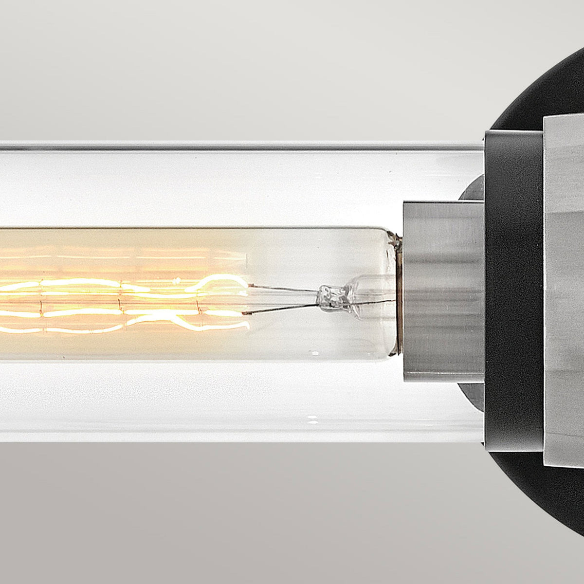 Ellison IP44 Twin Wall Light in Black with Brushed Nickel and Clear Class