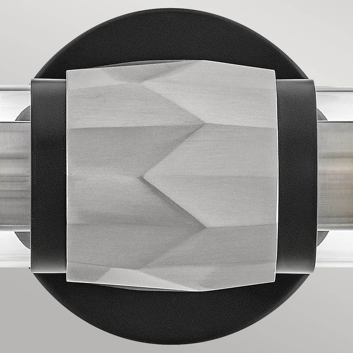 Ellison IP44 Twin Wall Light in Black with Brushed Nickel and Clear Class