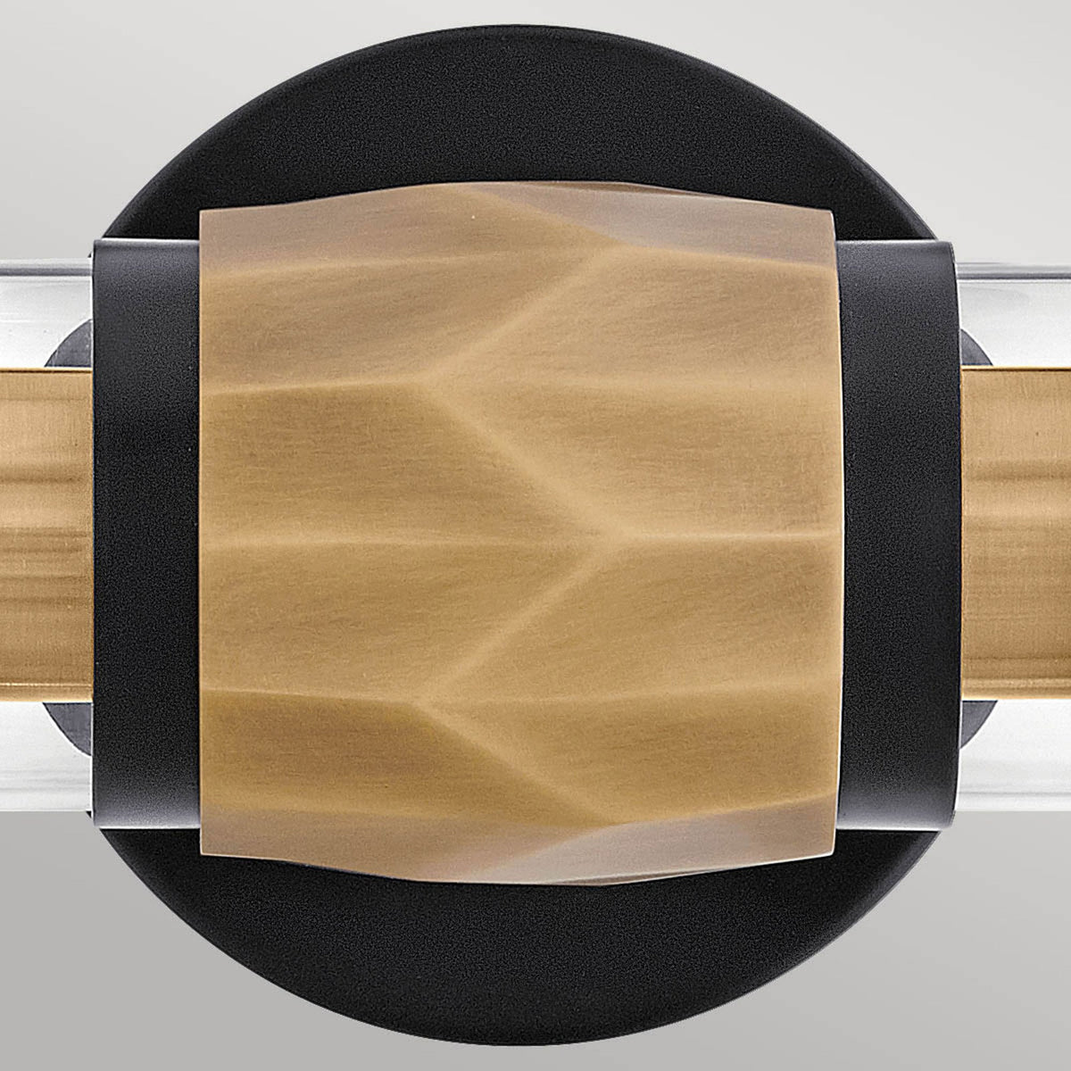 Ellison IP44 Twin Wall Light in Black with Heritage Brass and Clear Class