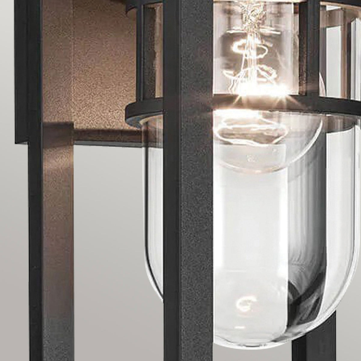 Hone Coastal IP44 Small Exterior Wall Light in Textured Black with Clear Glass