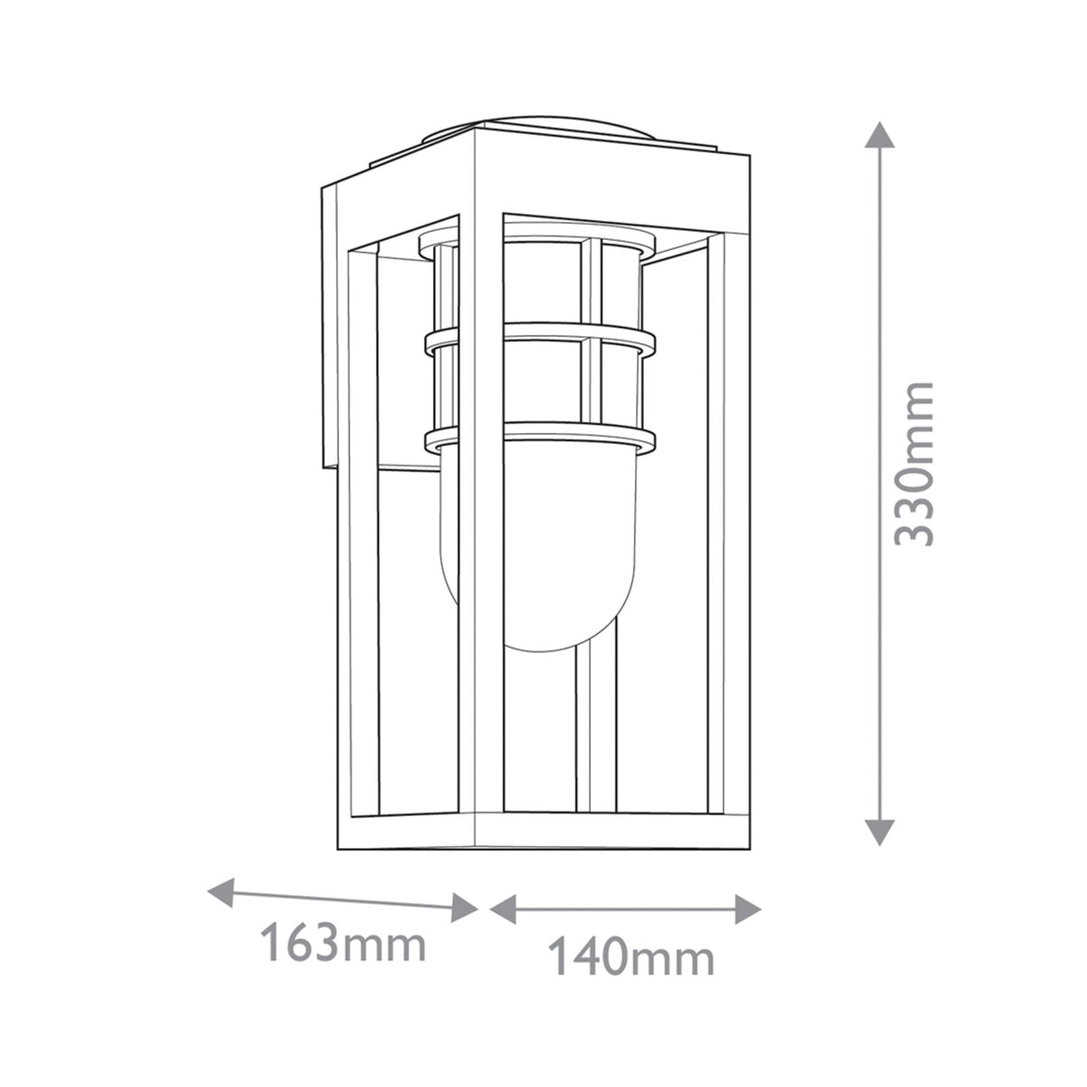 Hone Coastal IP44 Small Exterior Wall Light in Textured Black with Clear Glass
